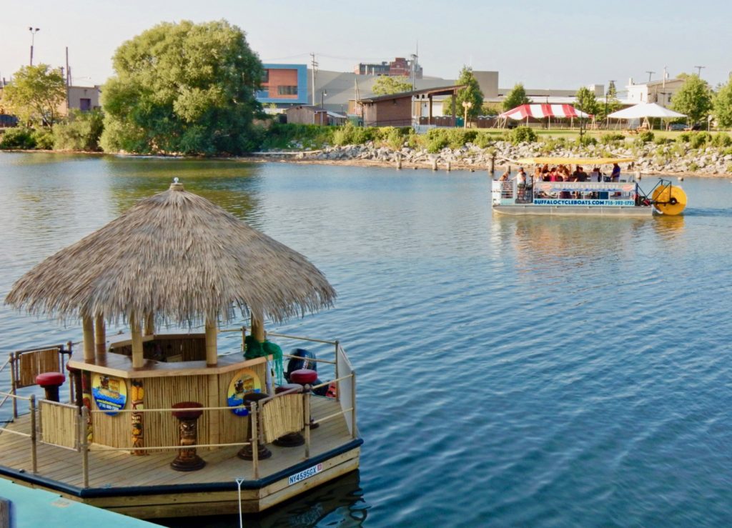 Kontiki hut and boat tour on Riverworks in Buffalo NY