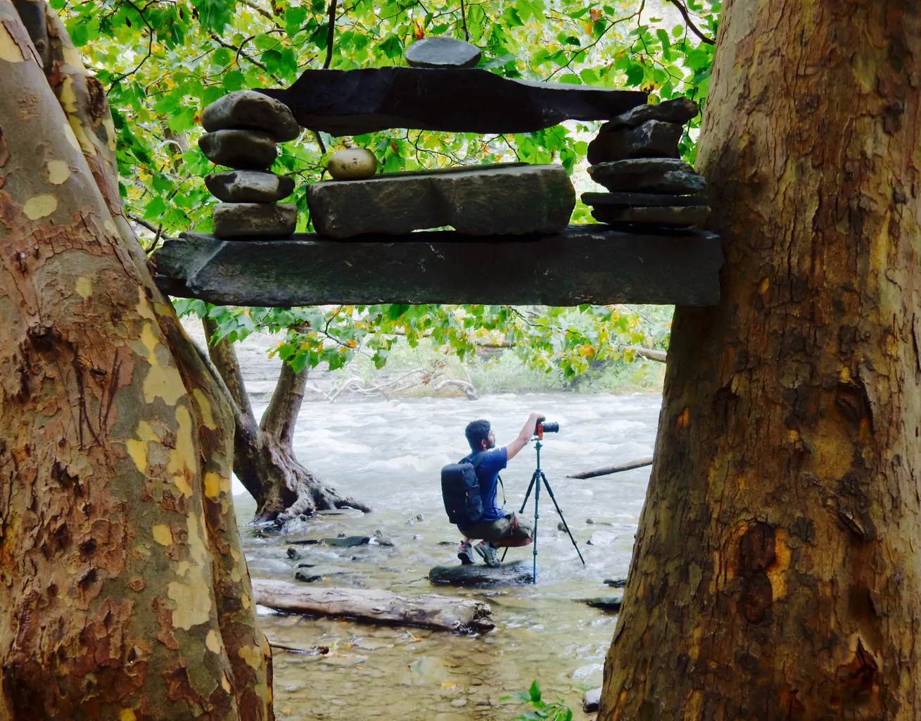 Ithaca Falls Setting up Shot