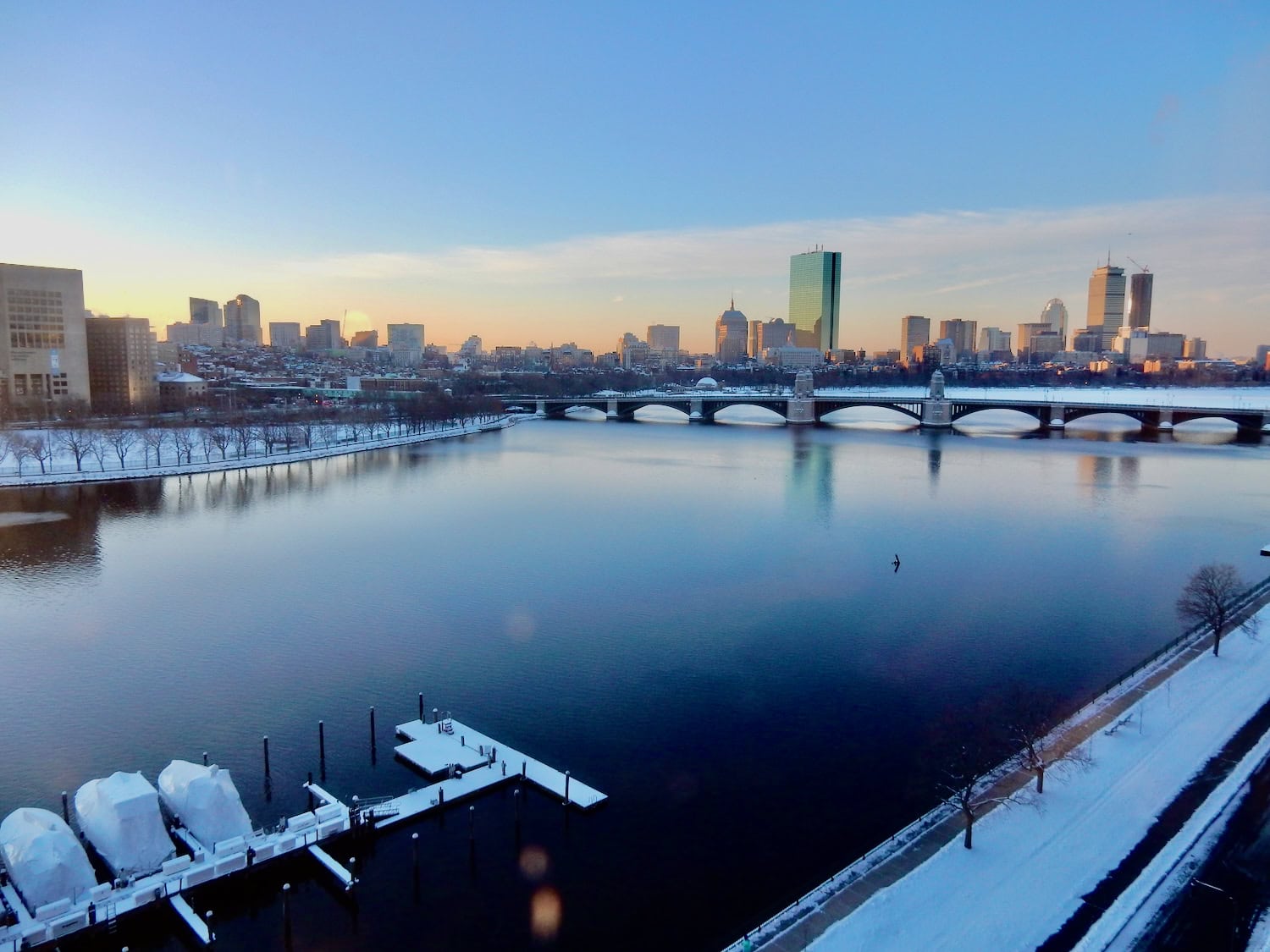 View of downtown Boston from Royal Sonesta in Cambridge MA