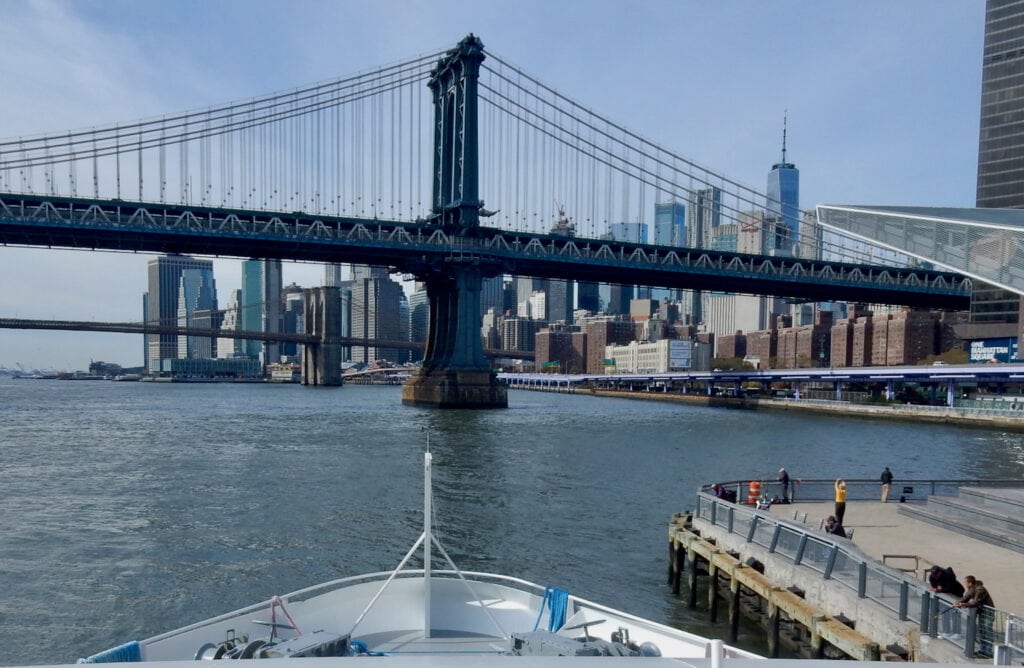 From deck of America Cruise Lines ship leaving NYC