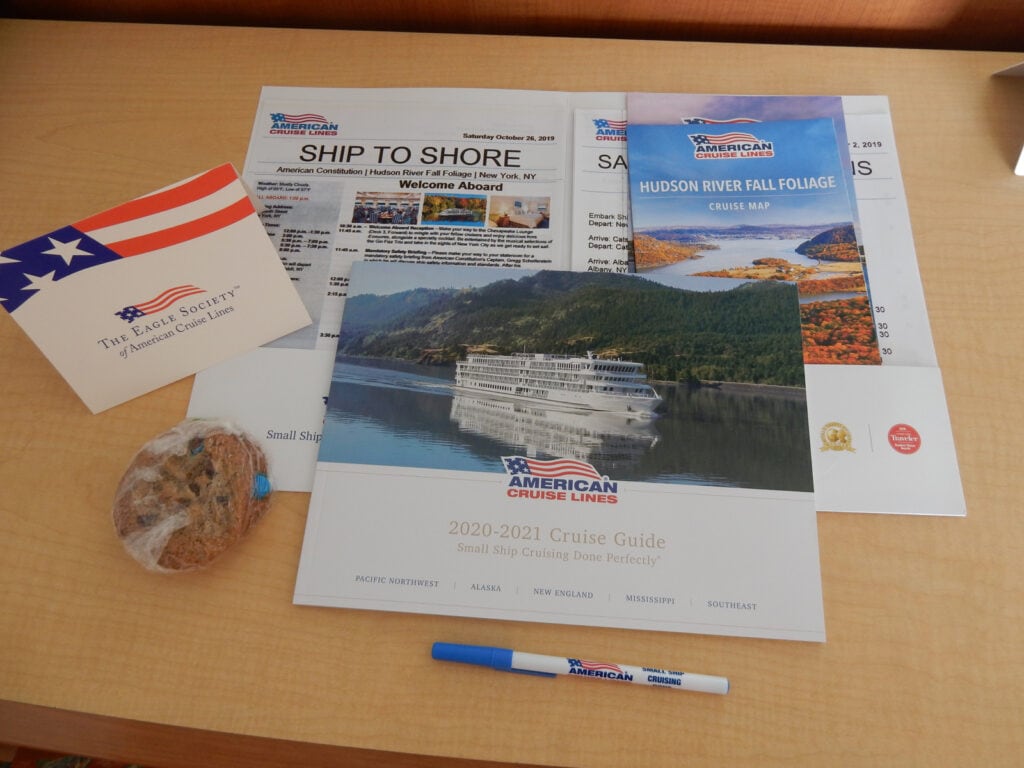 Welcome packet in room on American Cruise Lines