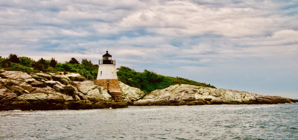 Castle Hill Lighthouse from water, Newport RI