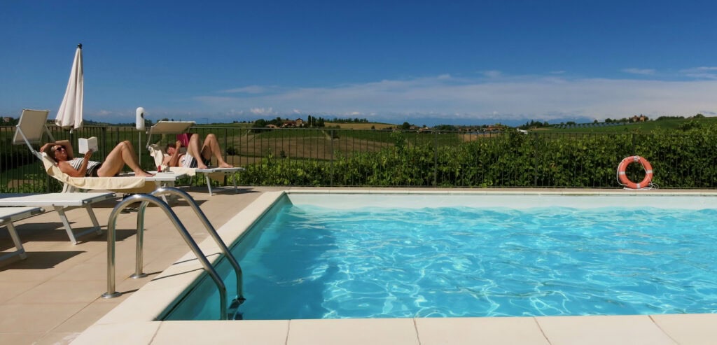 Castello Di Razzano pool in Piedmont Italy