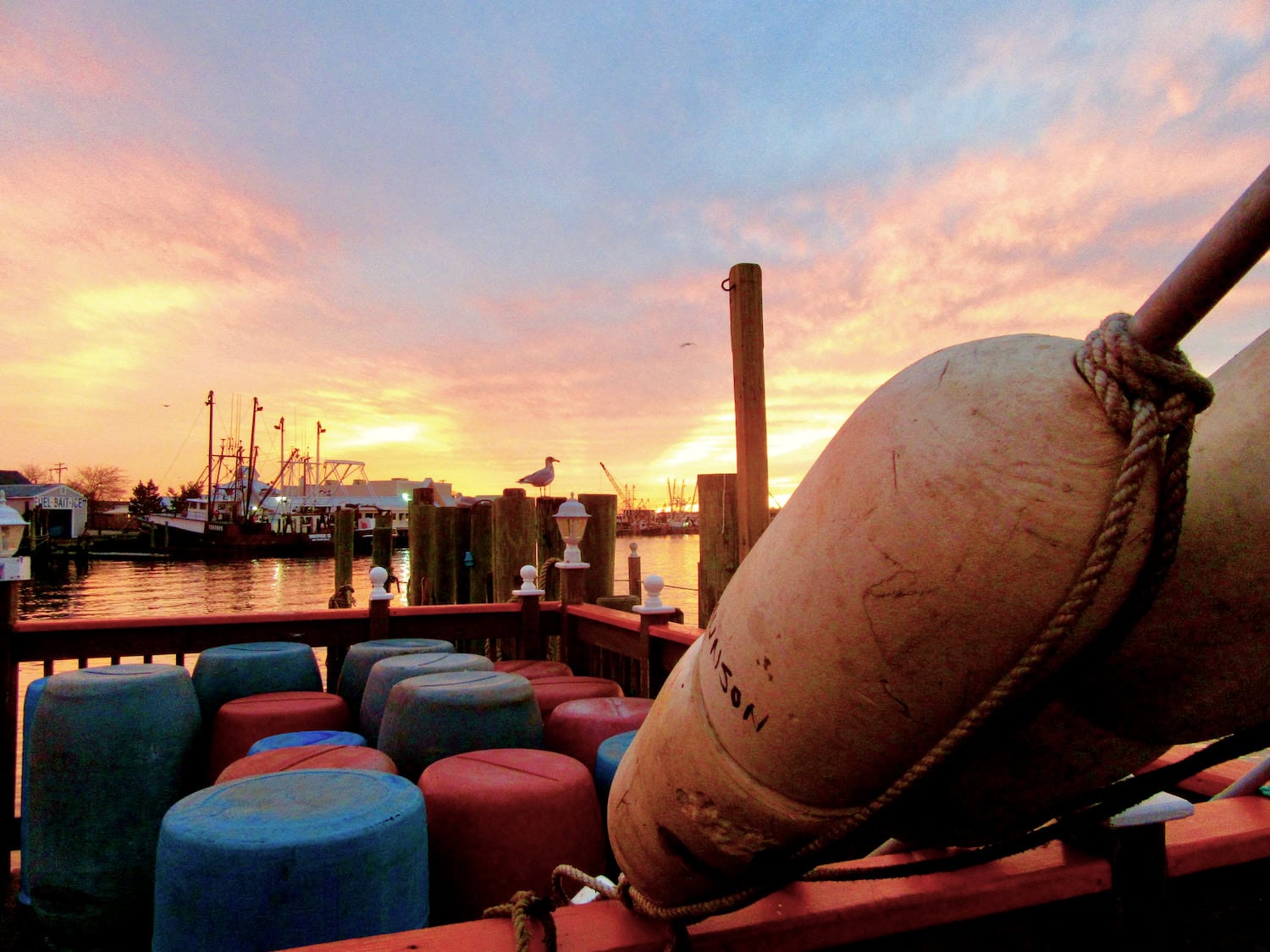 Point Pleasant NJ sunset over fishing boats