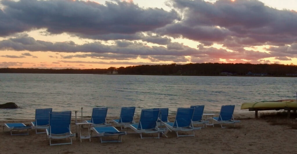 Rams Head Inn Beach at sunset offseason