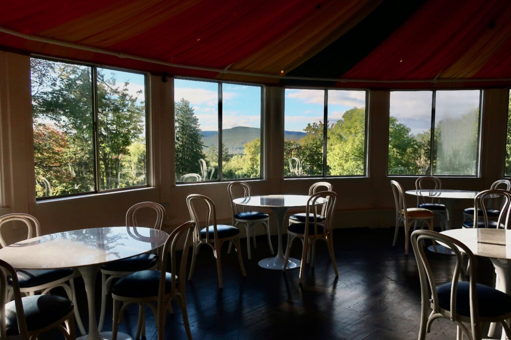 Bershire Mountain views from the Round Room at Apple Tree Inn Lenox MA