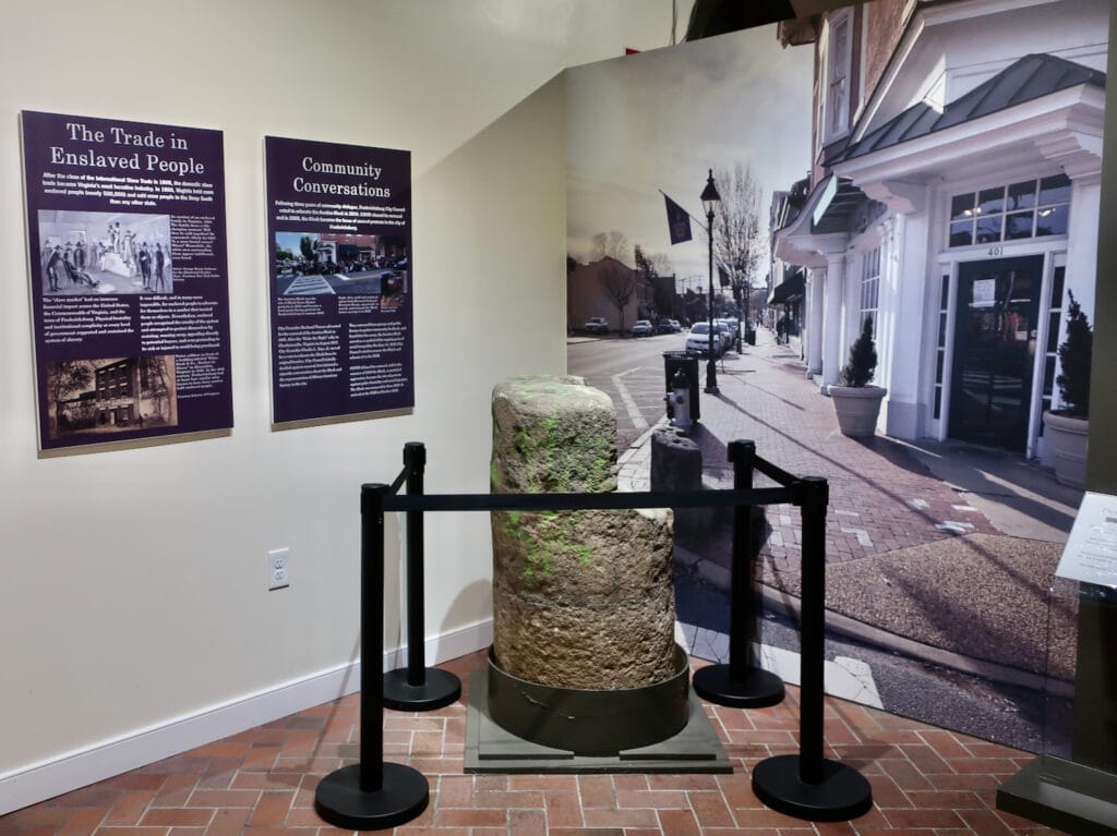 Slave auction block was on a Fredericksburg downtown street now in the FAM