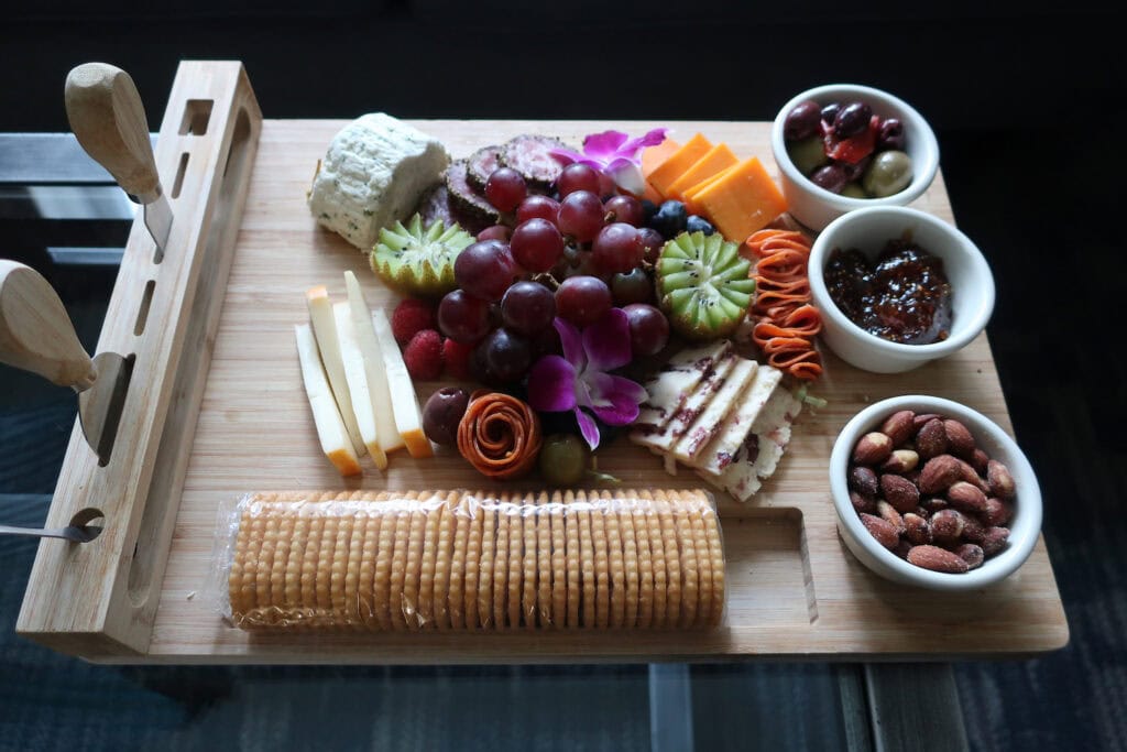 Beautiful charcuterie board, add-on amenity at The Wellsworth Hotel Southbridge MA