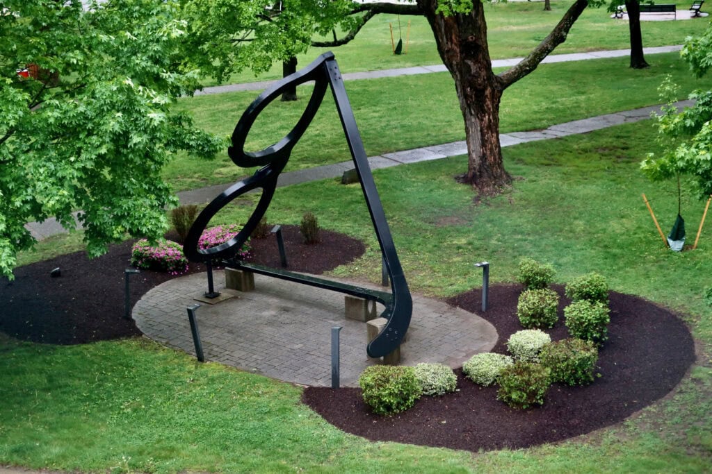 Eyeglass sculpture on the grounds of The Wellsworth Hotel formerly Southbridge Hotel and Conference Center