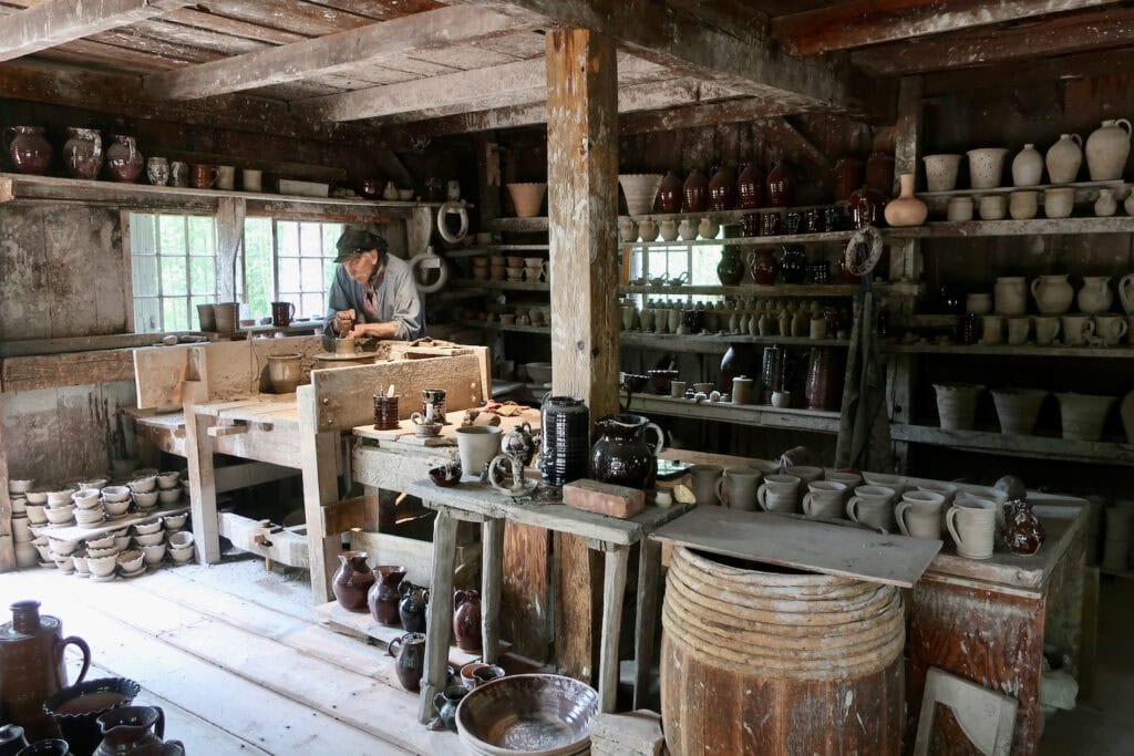 Potter at the wheel in Old Sturbridge Village MA