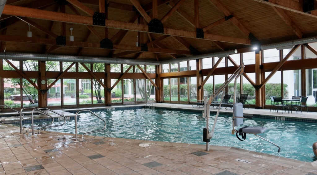 Large indoor swimming pool at The Wellsworth Hotel Southbridge MA