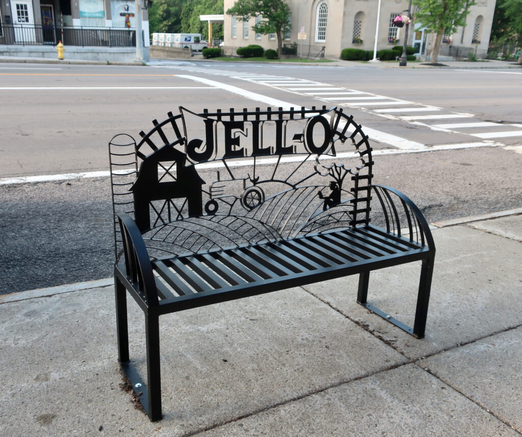 Jell-O iron bench art downtown LeRoy NY