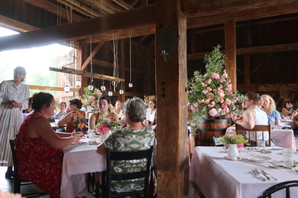 Themed luncheon inside historic barn at Hurd Orchards Holley NY