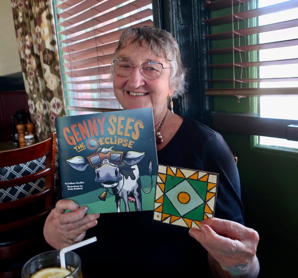 LeRoy NY Town Historian, Lynne Belluscio With mini Barn Quilt 