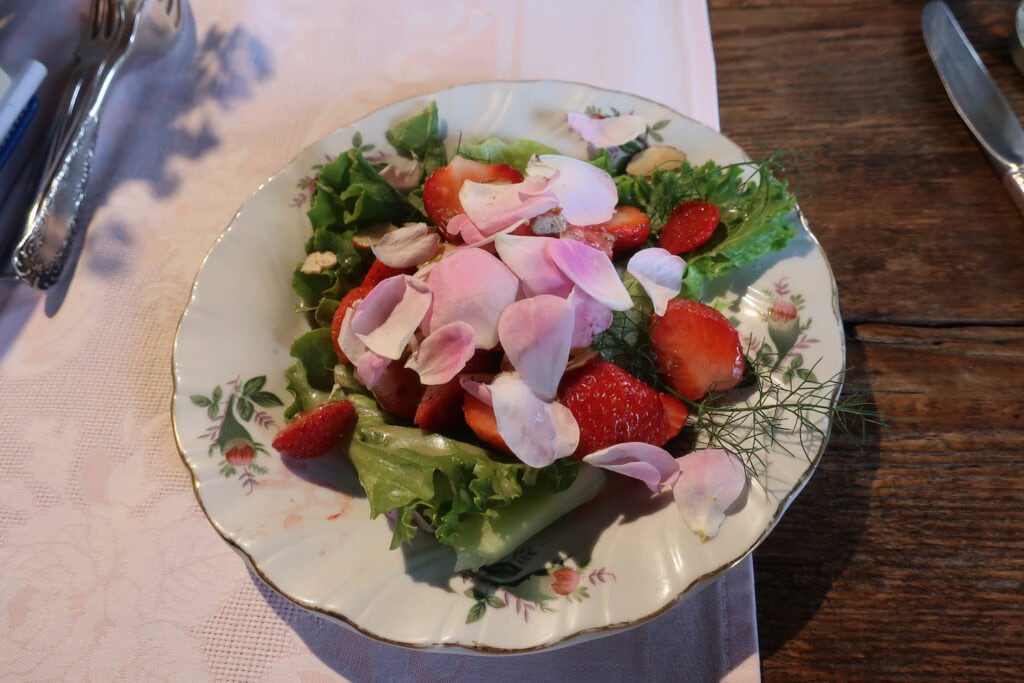 Strawberry and Rose Petal salad, Hurd Orchards Themed Luncheon, Holley NY