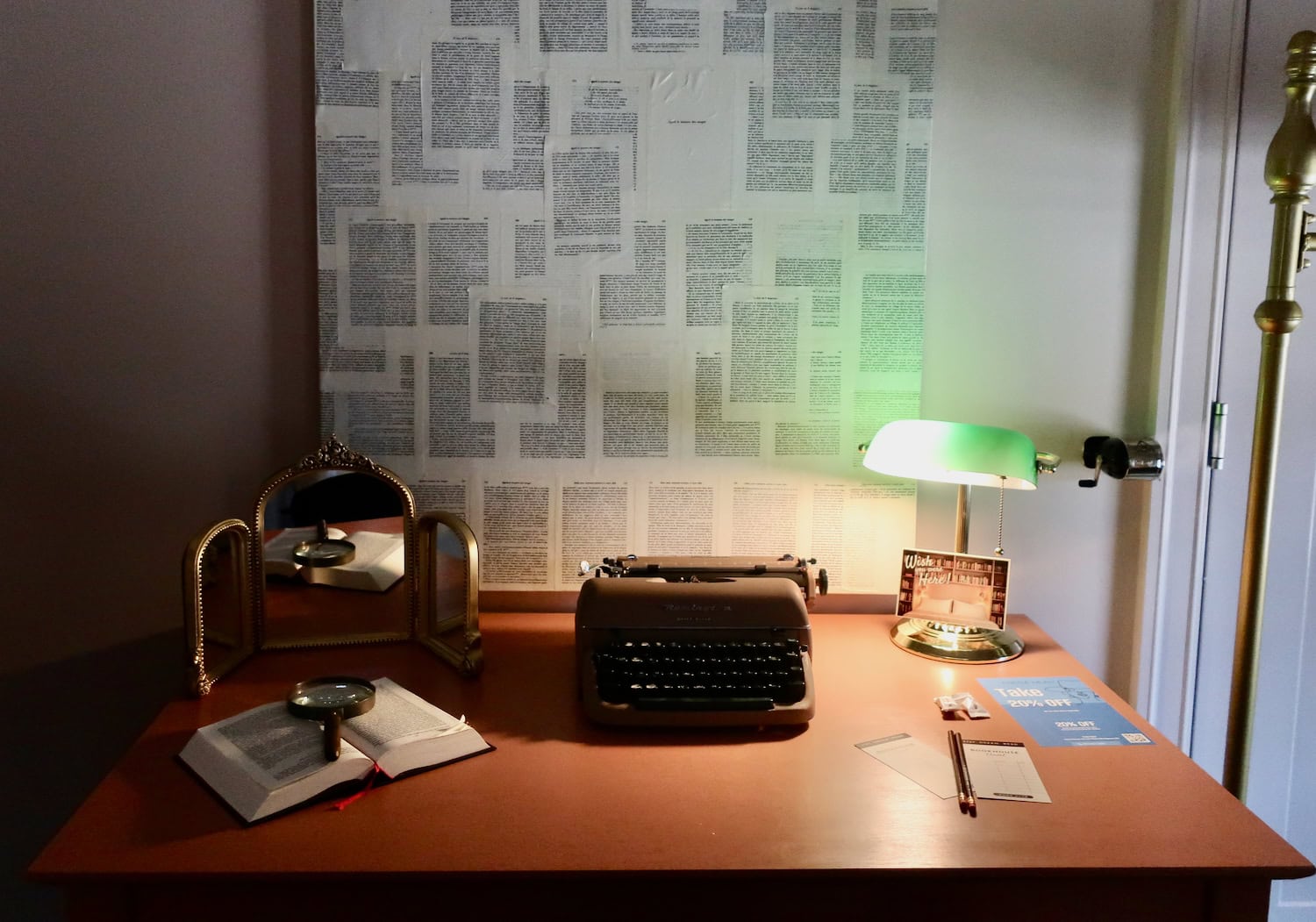 Writing desk with manual typewriter The Bookhouse Hotel Kennett Square