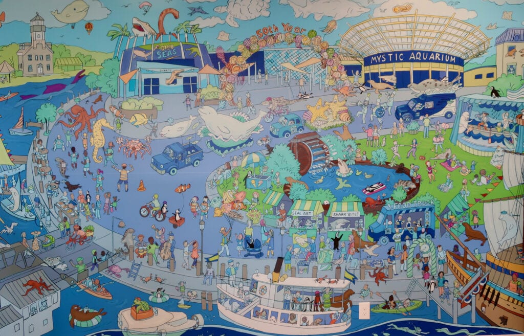 Mural of Mystic Aquarium at Mystic CT Visitors Center