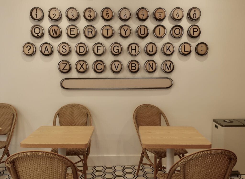 Keyboard wall sculpture at 76 Main Ink Press Hotel Nantucket