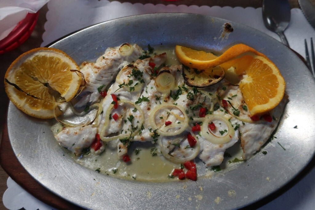 Fresh caught flounder dish at Courtney's Restaurant Ridge MD