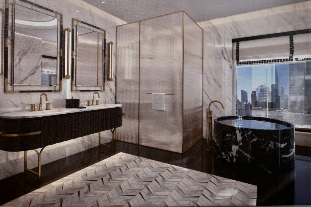 Rendering of Sofitel NY Penthouse bathroom