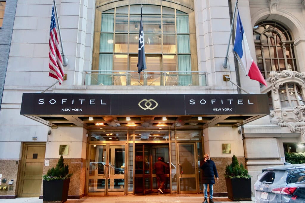 Entrance to Sofitel New York hotel on 44th St.